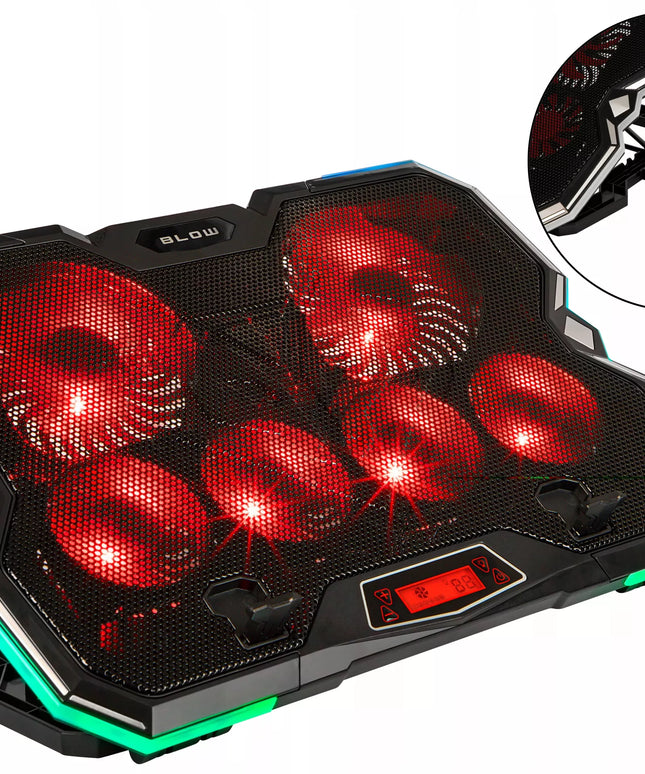 Reguliuojamas aušinimo stovas 9-17'' LED RGB 2x USB nešiojamajam kompiuteriui