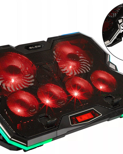 Reguliuojamas aušinimo stovas 9-17'' LED RGB 2x USB nešiojamajam kompiuteriui