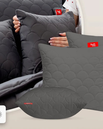Antialerginė Pagalvė 2x40x40 cm Miego Komplektas Dygsniuota Pilka