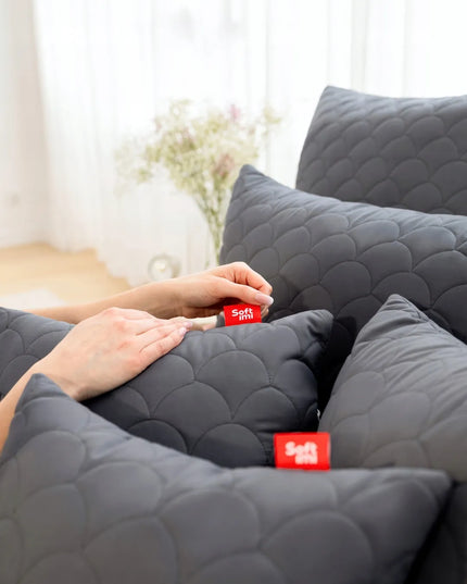 Antialerginė Pagalvė 2x40x40 cm Miego Komplektas Dygsniuota Pilka
