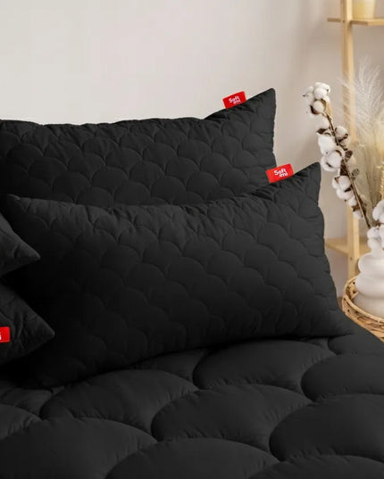 Antialerginė pagalvė 2x70x80 cm miego komplektas, dygsniuota, juoda, pagaminta Lenkijoje