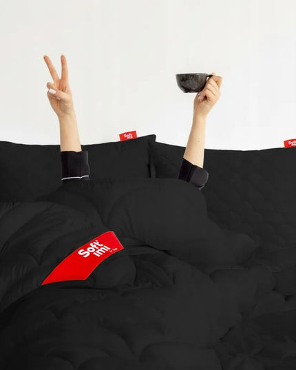 Antialerginė pagalvė 2x70x80 cm miego komplektas, dygsniuota, juoda, pagaminta Lenkijoje