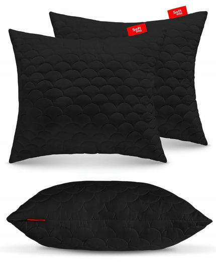 Antialerginė pagalvė 2x70x80 cm miego komplektas, dygsniuota, juoda, pagaminta Lenkijoje