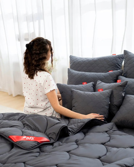 ANTIALERGINĖ PAGALVĖ 2X70X80 cm MIEGO KOMPLEKTAS DYGSNIUOTA PILKA IŠ LENKIJOS