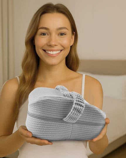 Ortopedinė miego pagalvė memory, pleištas po kojomis tarp kelių, pilka