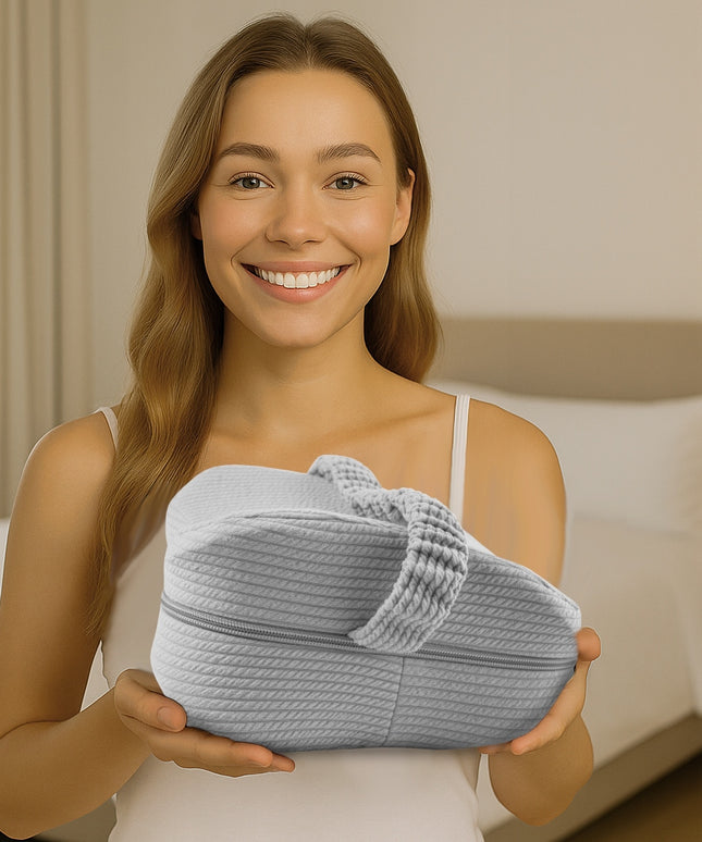 Ortopedinė miego pagalvė memory, pleištas po kojomis tarp kelių, pilka