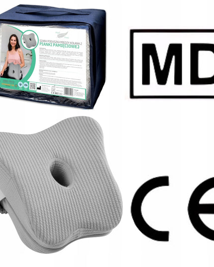 Ortopedinė miego pagalvė memory, pleištas po kojomis tarp kelių, pilka