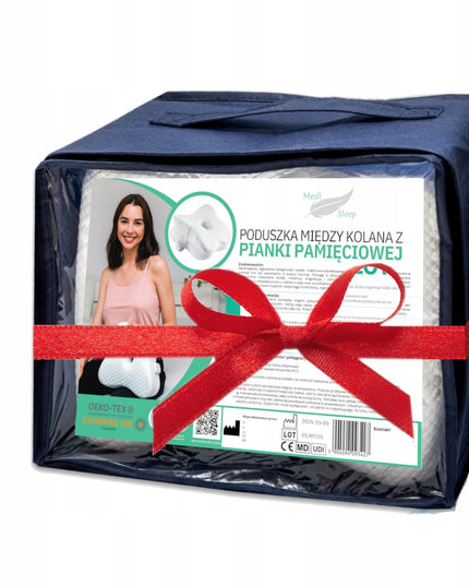 Ortopedinė miego pagalvė memory, pleištas po kojomis tarp kelių, pilka