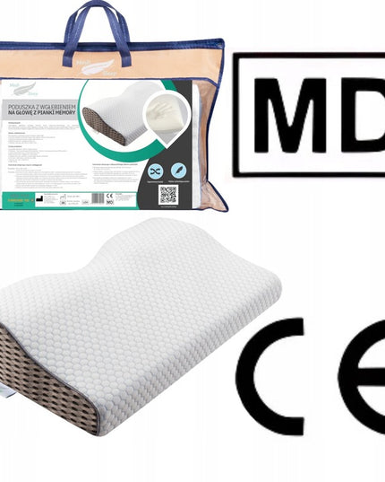 Ortopedinė pagalvė šoniniam ir pilvo miegui, profiliuota iš memory putų.
