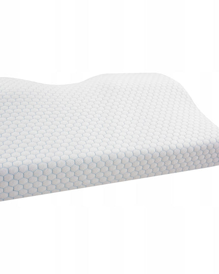 Ortopedinė pagalvė šoniniam ir pilvo miegui, profiliuota iš memory putų.