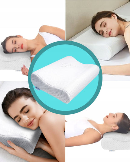 Ortopedinė pagalvė šoniniam miegui, profiliuota, reikliems, su memory putomis
