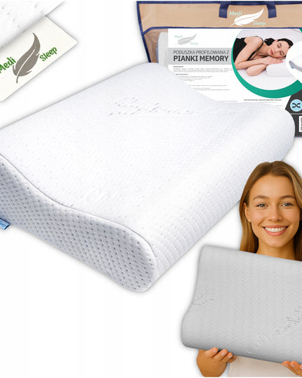 Ortopedinė pagalvė šoniniam miegui, profiliuota, reikliems, su memory putomis