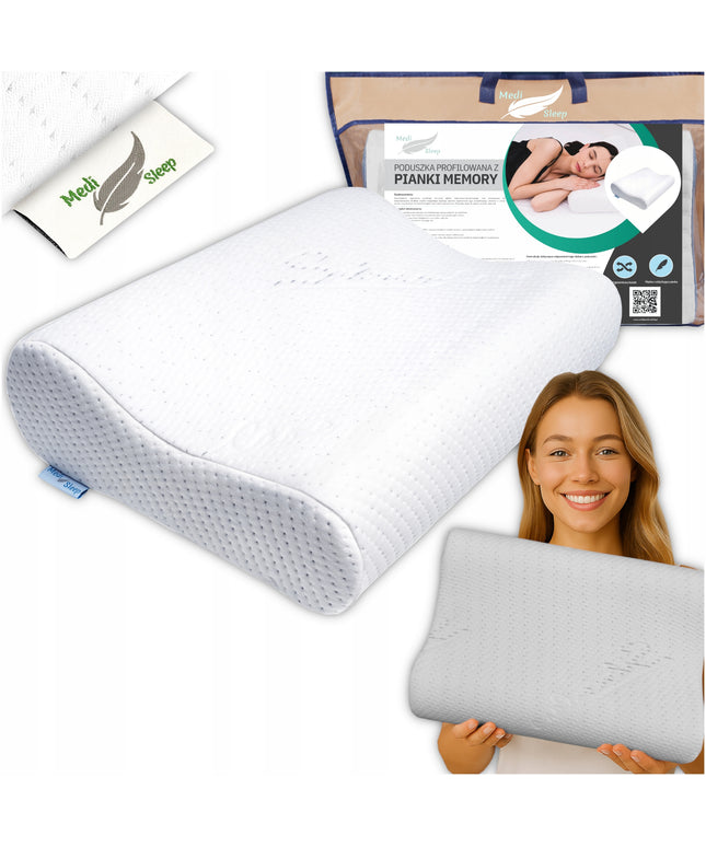 Ortopedinė pagalvė šoniniam miegui, profiliuota, reikliems, su memory putomis