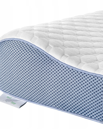 Ortopedinė pagalvė šoniniam miegui, profiliuota, termoplastinė, žema.