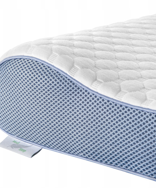 Ortopedinė pagalvė šoniniam miegui, profiliuota, termoplastinė, žema.