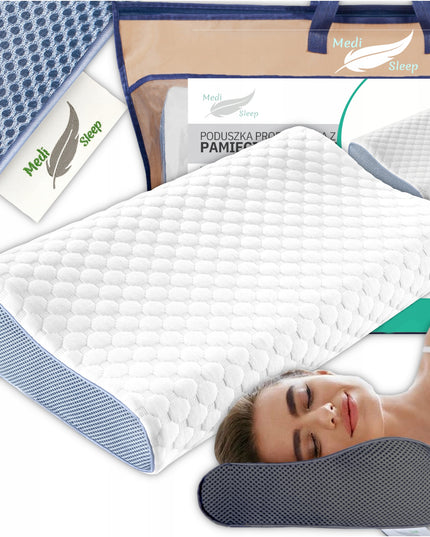 Ortopedinė pagalvė šoniniam miegui, profiliuota, termoplastinė, žema.