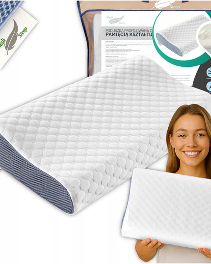 Ortopedinė pagalvė šoniniam miegui, profiliuota, termoplastinė, žema.