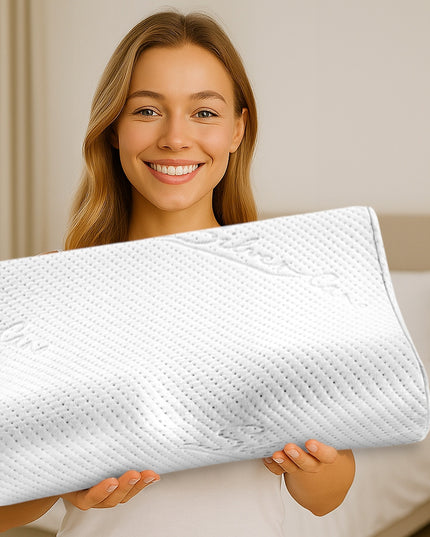 Ortopedinė profiliuota pagalvė miegui su įdubimu,