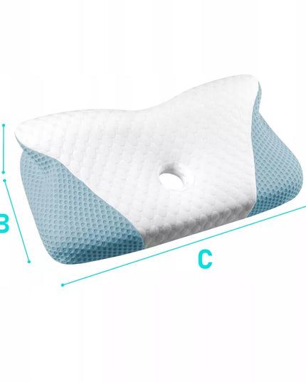 DIDELĖ ORTOPEDINĖ PAGALVĖ MIEGOJIMUI ANT ŠONO SU ATMINTIES PUTOMIS IR PROFILIAVIMU