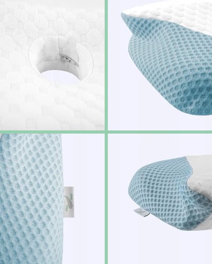 DIDELĖ ORTOPEDINĖ PAGALVĖ MIEGOJIMUI ANT ŠONO SU ATMINTIES PUTOMIS IR PROFILIAVIMU