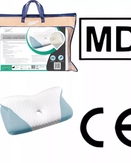 DIDELĖ ORTOPEDINĖ PAGALVĖ MIEGOJIMUI ANT ŠONO SU ATMINTIES PUTOMIS IR PROFILIAVIMU