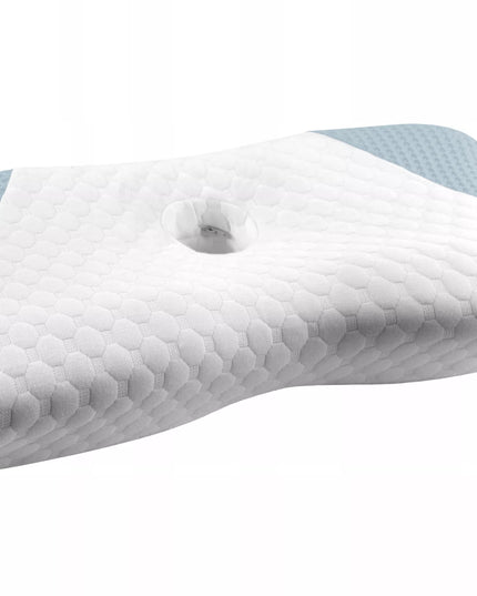 DIDELĖ ORTOPEDINĖ PAGALVĖ MIEGOJIMUI ANT ŠONO SU ATMINTIES PUTOMIS IR PROFILIAVIMU