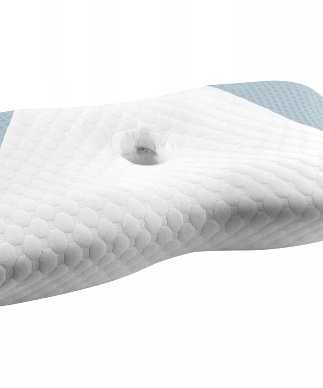 DIDELĖ ORTOPEDINĖ PAGALVĖ MIEGOJIMUI ANT ŠONO SU ATMINTIES PUTOMIS IR PROFILIAVIMU