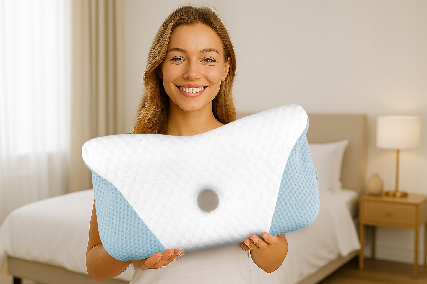 Didelė profiliuota ortopedinė pagalvė miegojimui ant šono, memory