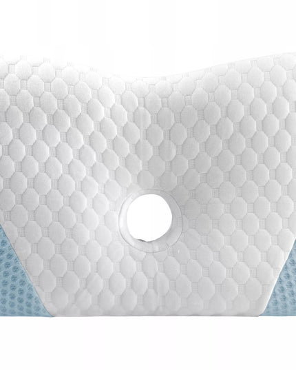 DIDELĖ ORTOPEDINĖ PAGALVĖ MIEGOJIMUI ANT ŠONO SU ATMINTIES PUTOMIS IR PROFILIAVIMU