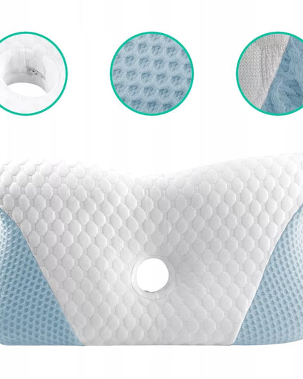 DIDELĖ ORTOPEDINĖ PAGALVĖ MIEGOJIMUI ANT ŠONO SU ATMINTIES PUTOMIS IR PROFILIAVIMU