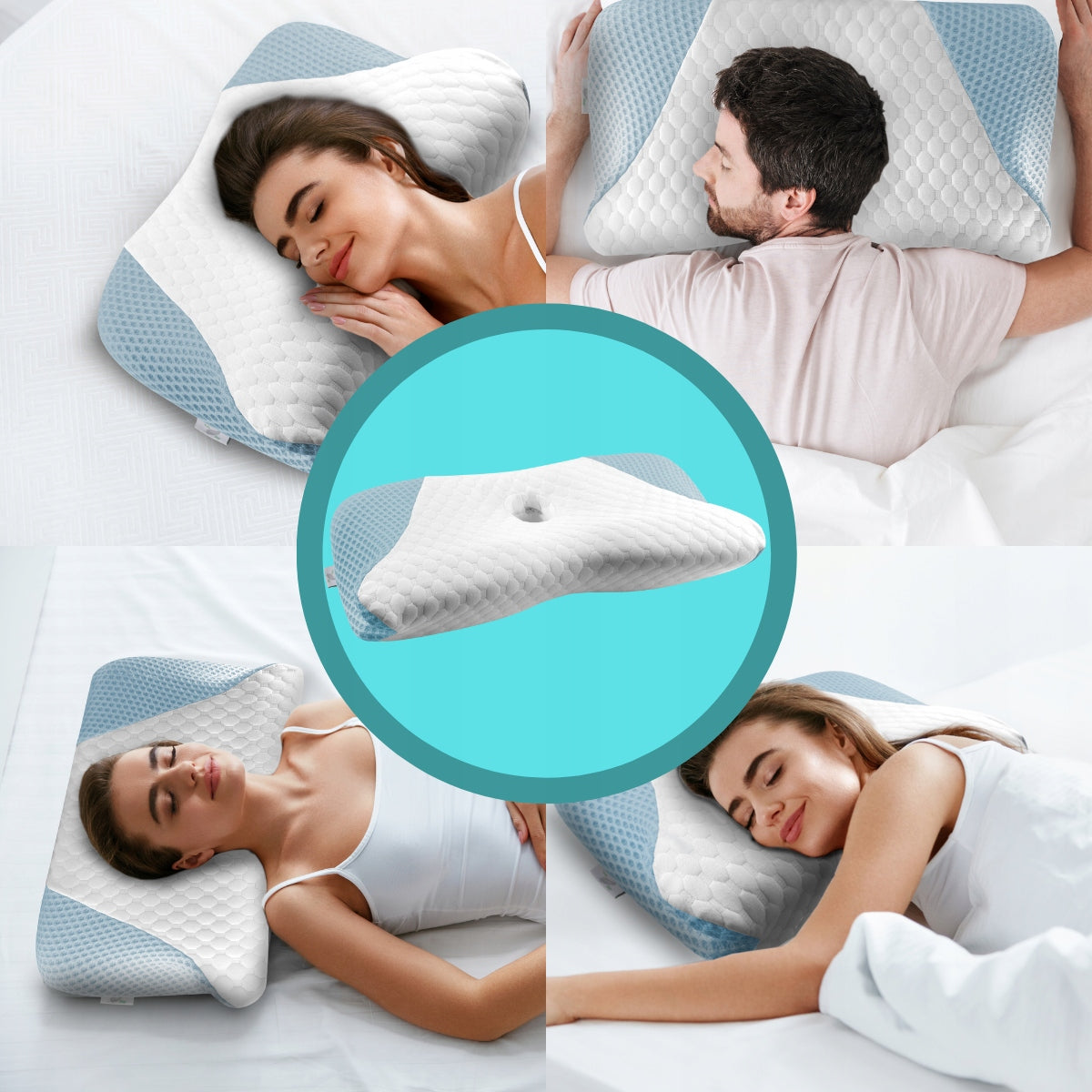 Didelė profiliuota ortopedinė pagalvė miegojimui ant šono, memory