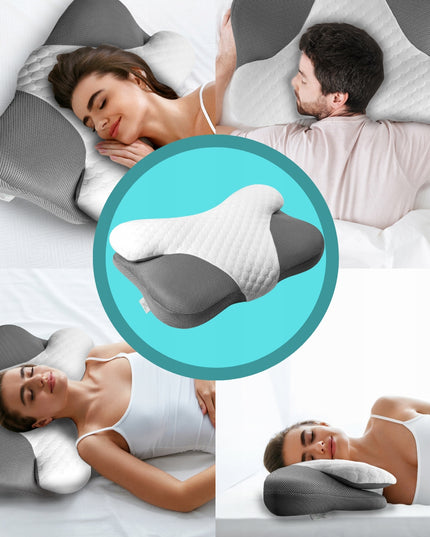 ORTOPEDINĖ PAGALVĖ SU ĮDUBIMU ŠONINIAM MIEGUI, PROFILIUOTA, DIDELĖ MEMO