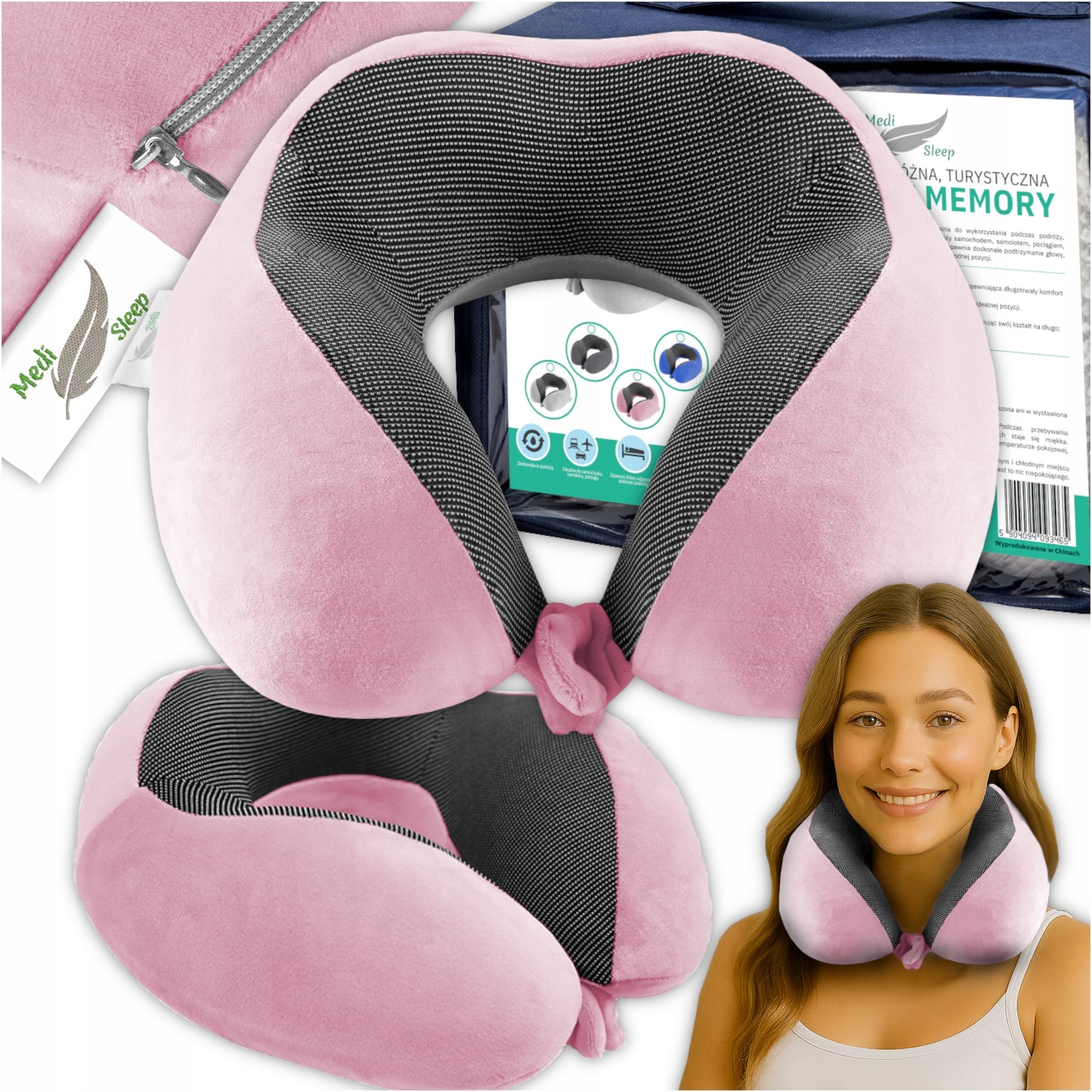 Kelioninė pagalvėlė kaklui, automobilio atrama, memory MEDI