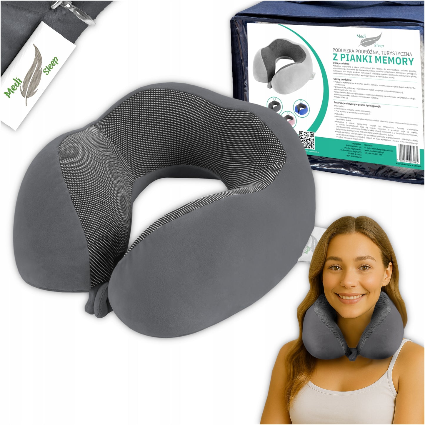 Kelioninė pagalvėlė kaklui, automobilio atrama, memory MEDI