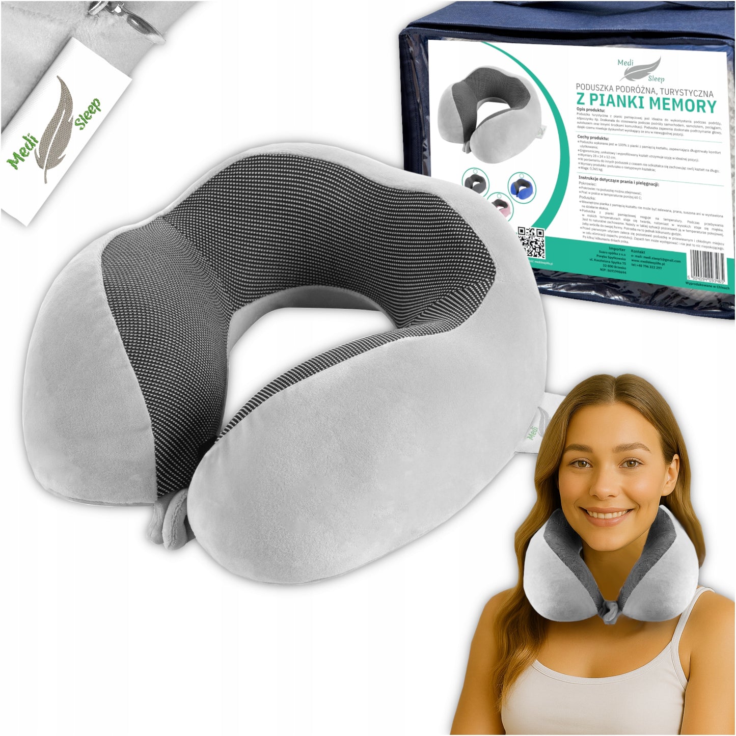 Kelioninė kaklo pagalvėlė, automobilio atrama, atminties putų