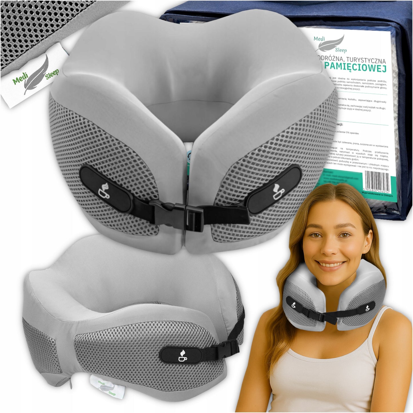 Kelioninė pagalvėlė ant kaklo, skirta kelionėms lėktuvu "Medi Sleep"