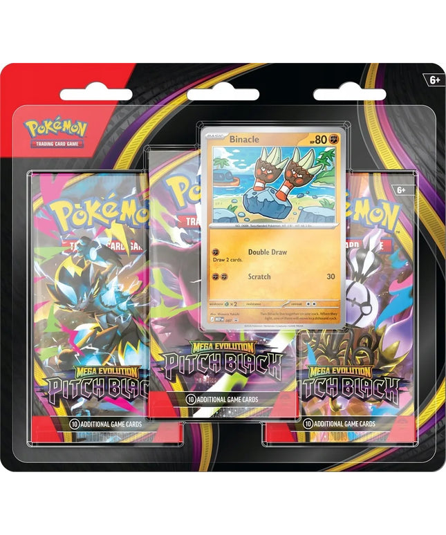 POKÉMON TCG: MEGA EVOLUTION – PITCH BLACK – 3 PAKUOČIŲ „BLISTER BUNDLE“ RINKINYS
