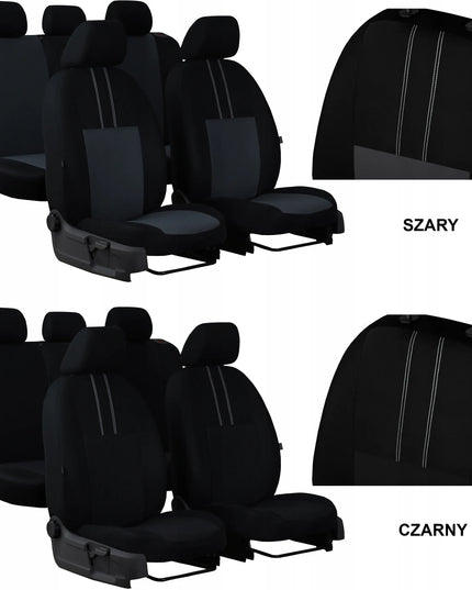 Automobilinių sėdynių užvalkalų komplektas POK-TER EKONOMIC PT-402, juodas su pilkais apvadais
