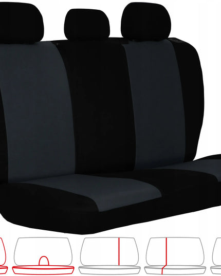 Automobilinių sėdynių užvalkalų komplektas POK-TER EKONOMIC PT-402, juodas su pilkais apvadais