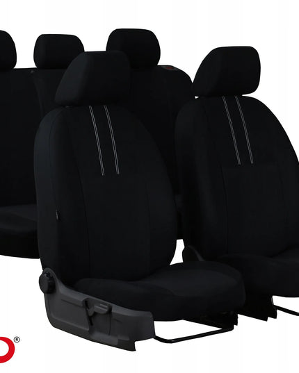Automobilinių sėdynių užvalkalų komplektas POK-TER EKONOMIC PT-402, juodas su pilkais apvadais