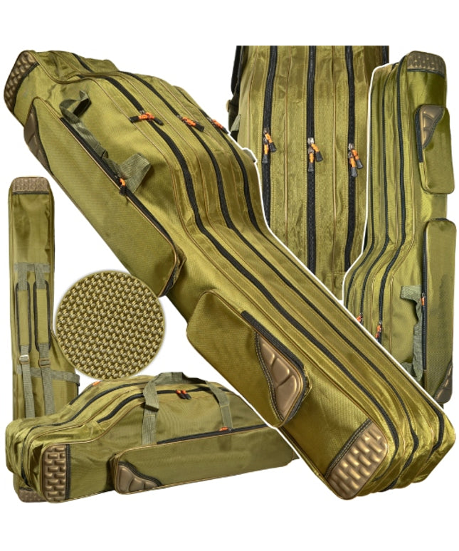 Storas 150cm meškerių dėklas, 3 skyrių, su vielos armatūra, Hokkaido