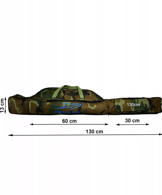 Meškerių dėklas 2 skyrių 130 cm su 2 šoninėmis kišenėmis