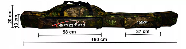 Meškerių dėklas Miracle Fish, 2 skyrių, 150 cm, 2 šoninės kišenės