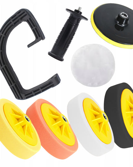 Galingas automobilinis poliruoklis/šlifuoklis su reguliuojamais apsukais ir kempinių rinkiniu, 2900W