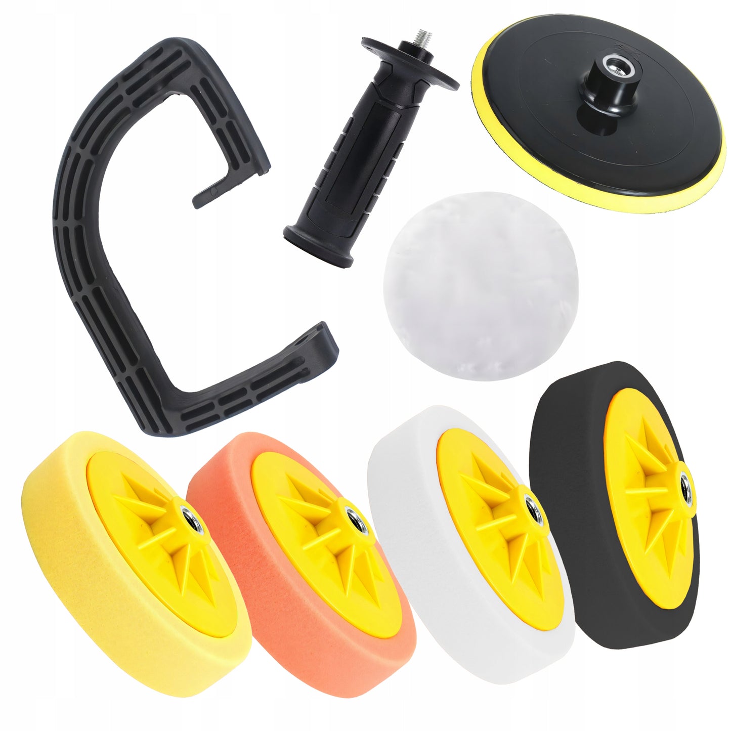 Galingas automobilinis poliruoklis/šlifuoklis su reguliuojamais apsukais ir kempinių rinkiniu, 2900W