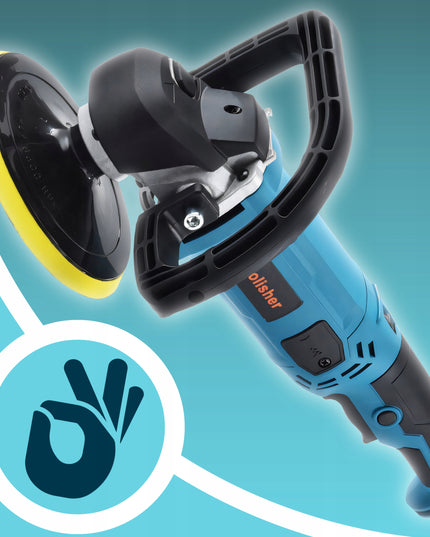 Galingas automobilinis poliruoklis/šlifuoklis su reguliuojamais apsukais ir kempinių rinkiniu, 2900W