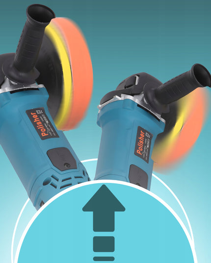 Galingas automobilinis poliruoklis/šlifuoklis su reguliuojamais apsukais ir kempinių rinkiniu, 2900W