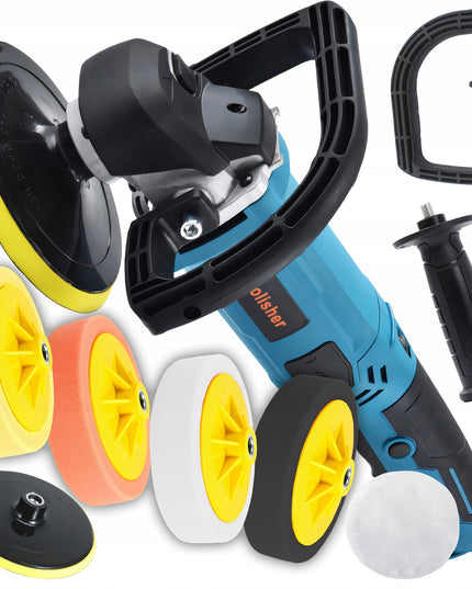 Galingas automobilinis poliruoklis/šlifuoklis su reguliuojamais apsukais ir kempinių rinkiniu, 2900W