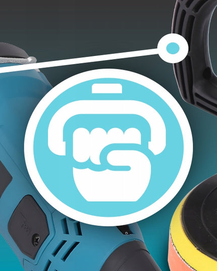 Galingas automobilinis poliruoklis/šlifuoklis su reguliuojamais apsukais ir kempinių rinkiniu, 2900W