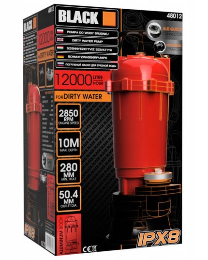 Nuotekų siurblys su smulkintuvu nešvariam, švariam vandeniui, 30m žarna BLACK